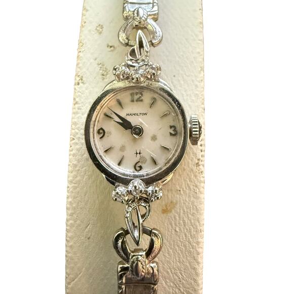 Hamilton Vintage 14K White Gold Diamond Ladies Watch - Working main image 5